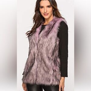 Escalier Mauve Lavender Faux Fur Vest - Size 14 Large/XL